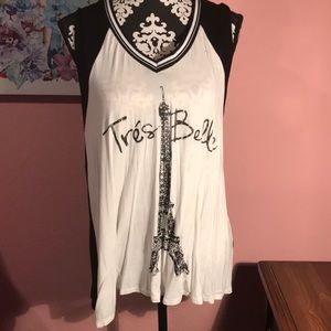 Flowy black and white Eiffel Tower tank
